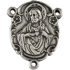 Sterling Silver 17.95x12.9mm Sacred Heart of Jesus Rosary Center Medal