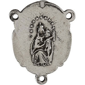 Sterling Silver 17.95x12.9mm Sacred Heart of Jesus Rosary Center Medal