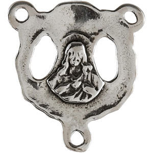 Sterling Silver 15.56x14.13mm Mary and Jesus Rosary Center Medal