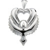 23.00x15.00 mm Heart Shaped Holy Spirit Pendant in 14K White Gold
