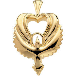 18k Yellow Gold Dove Heart Pendant