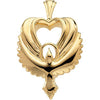 14k Yellow Gold Dove Heart Pendant