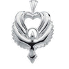 30.00x20.00 mm Heart Shaped Holy Spirit Pendant in 14K Yellow Gold