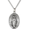 19X13.75 mm Oval Miraculous Pendant Medal with 18 inch Chain in Sterling Silver