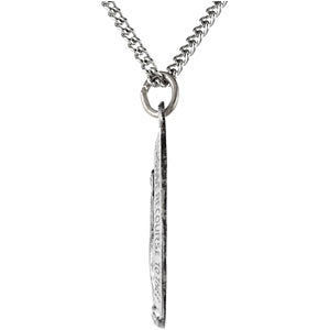Sterling Silver 29x20mm Oval Miraculous Medal 24" Necklace