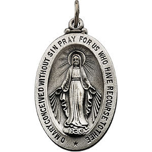 Sterling Silver 30x20mm Oval Miraculous Medal Only