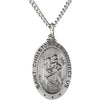Sterling Silver 23.75X16.25mm Oval St. Christopher 18-Inch Necklace