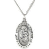 Sterling Silver 21.25X14.5mm Oval St. Christopher 18-Inch Necklace