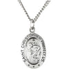 Sterling Silver 15X11mm Oval St. Christopher 18-Inch Necklace