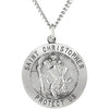 33.00 mm St. Christopher Medal with 24 inch Chain in Sterling Silver