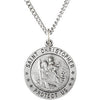 22.00 mm Round St. Christopher Pendant Medal in Sterling Silver