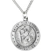 18.00 mm Round St. Christopher Pendant Medal in Sterling Silver (18-inch)