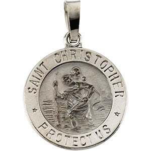 14k White Gold 14.75mm St. Christopher Medal