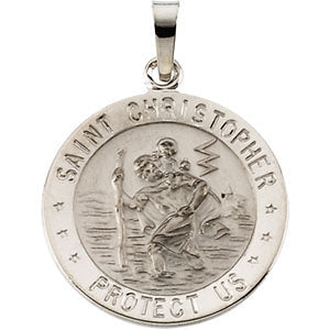 14k White Gold 18mm St. Christopher Medal