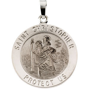 14k White Gold 20mm St. Christopher Medal
