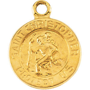 18k Yellow Gold 21.75mm St. Christopher Medal