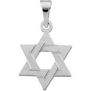 14k White Gold 14x12mm Star of David Pendant