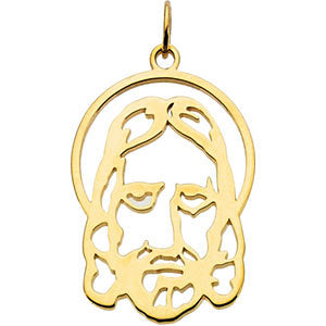 10k Yellow Gold Silhouetted Face of Jesus Pendant