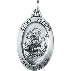 Sterling Silver 25.25x17.75mm St. Joseph Oval Medal