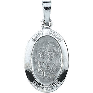 14k White Gold 15x11mm St. Joseph Oval Medal
