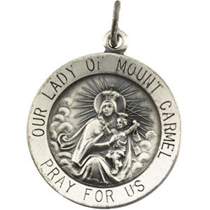 Sterling Silver 18.25mm Our Lady of Mount Carmel Medal Pendant