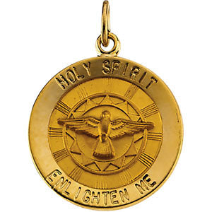 14k Yellow Gold 18mm Holy Spirit Medal