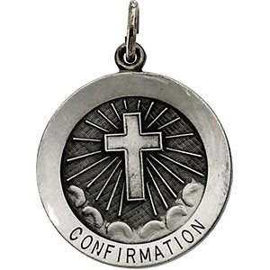 Sterling Silver 22mm Confirmation Medal with Cross