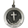 22.00 mm Confirmation Medal with Cross with 24 inch Chain in Sterling Silver
