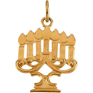 14k Yellow Gold 18x14mm Menorah Pendant