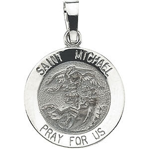 14k White Gold 15mm St. Michael Medal