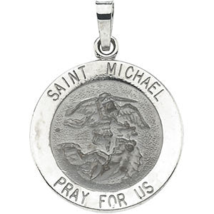 14k White Gold 18mm St. Michael Medal