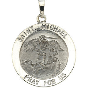 14k White Gold 22mm St. Michael Medal