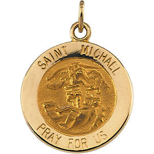 14k Yellow Gold 15mm St. Michael Medal