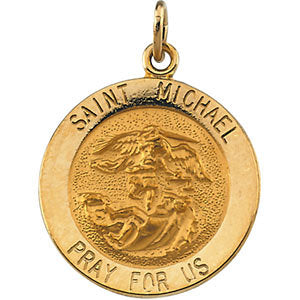 14k Yellow Gold 18mm St. Michael Medal