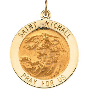 14k Yellow Gold 22mm St. Michael Medal