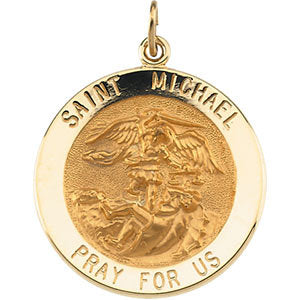 14k Yellow Gold 25mm St. Michael Medal