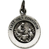12.00 mm Round First Holy Communion Pendant Medal in Sterling Silver