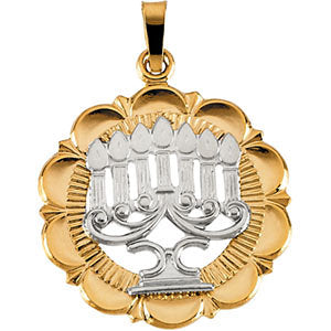 14K White & Yellow Gold Menorah Pendant