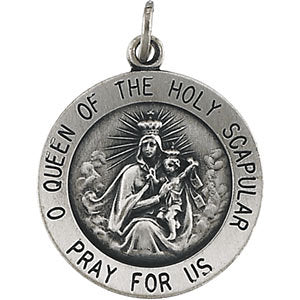 Sterling Silver 25mm Round Scapular 24" Necklace