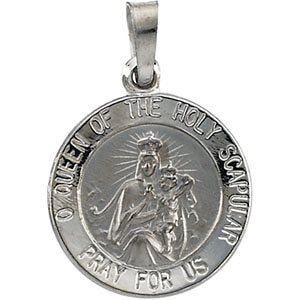 14k White Gold 15mm Round Scapular Medal