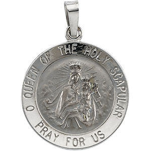 14k White Gold 18mm Round Scapular Medal