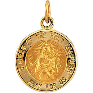14k Yellow Gold 12mm Round Scapular Medal