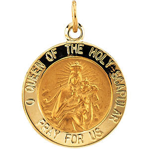 14k Yellow Gold 15mm Round Scapular Medal