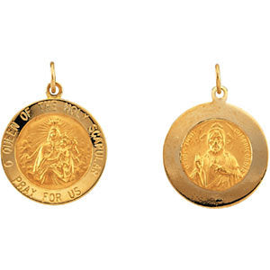 14k Yellow Gold 18mm Round Scapular Medal