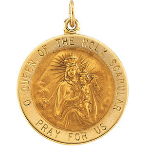 14k Yellow Gold 22mm Round Scapular Medal