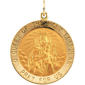 14k Yellow Gold 25mm Round Scapular Medal