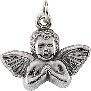 14k White Gold 14x16mm Angel Baby Pendant