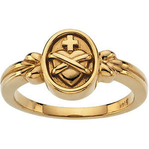 14k White Gold Sacred Heart Ring, Size 7