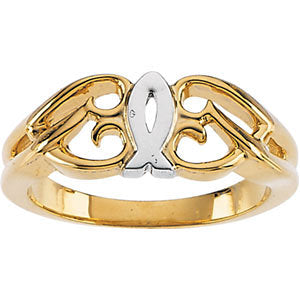 14k White Gold Ichthus (Fish) Ring, Size 7