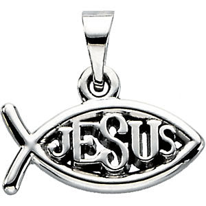 14k Yellow Gold Ichthus (Fish) Pendant with "Jesus"